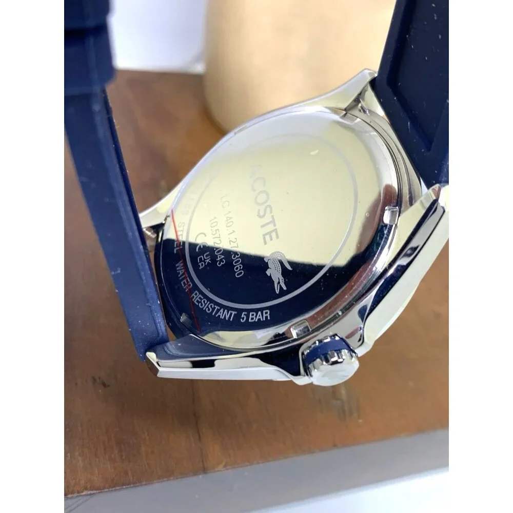 Lacoste Men's Watch 2011125 Tiebreaker Quartz Blue Dial Rubber Band Sport 43mm - Picture 7 of 14